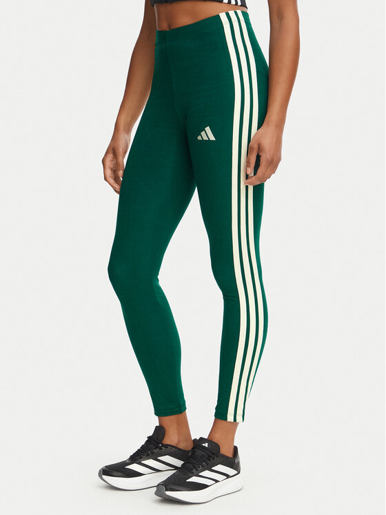 adidas Legginsy Essentials 3-Stripes KZ2074 Zielony Slim Fit