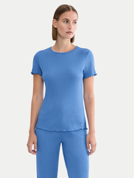 Triumph Koszulka piżamowa Mix & Match 10227214 Niebieski Regular Fit