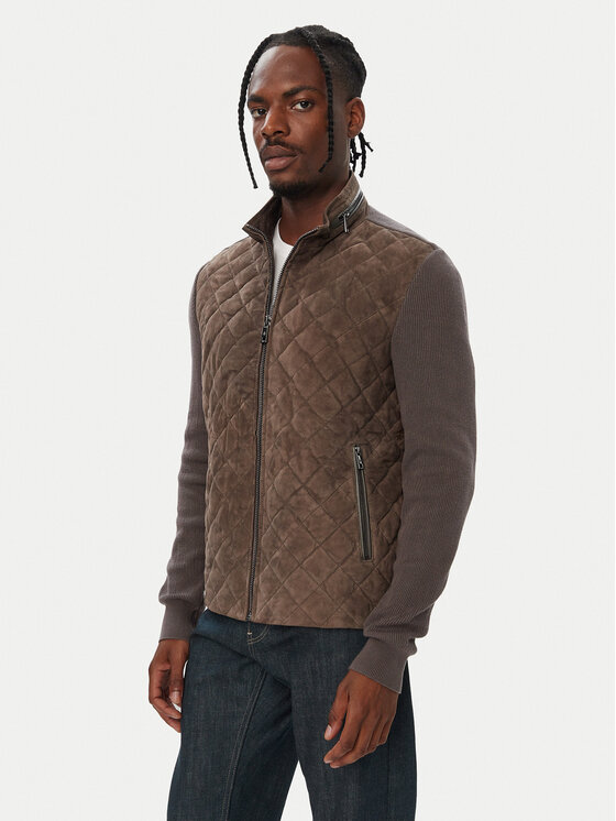 Milestone Kurtka skórzana MSPaxton 631624 60885 Szary ciemny Regular Fit