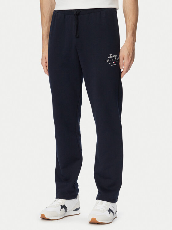 Tommy Hilfiger Spodnie dresowe Script Stack MW0MW44332 Granatowy Regular Fit