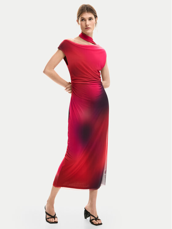 Desigual Sukienka koktajlowa Maine 26SWVK19 Czerwony Slim Fit