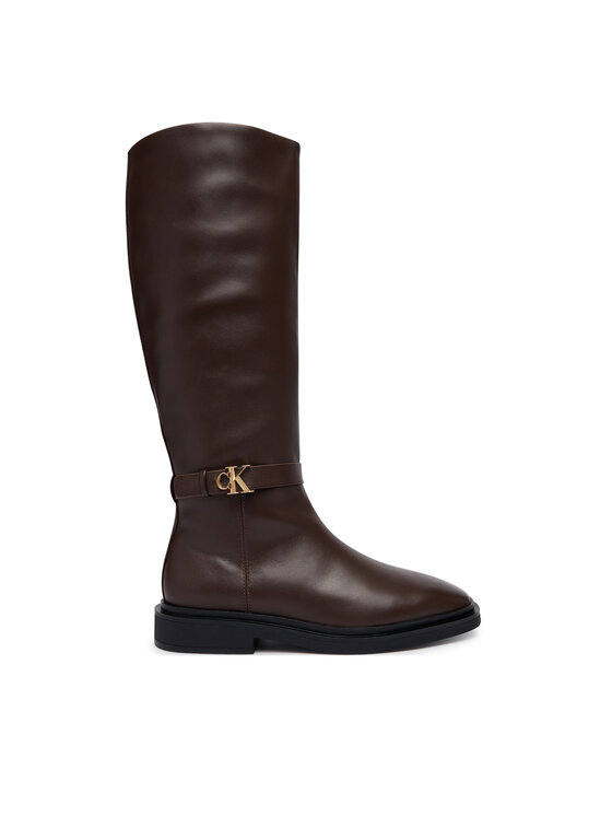 Calvin Klein Kozaki Square High Boot Lth Mg Hdw HW0HW03187 Brązowy