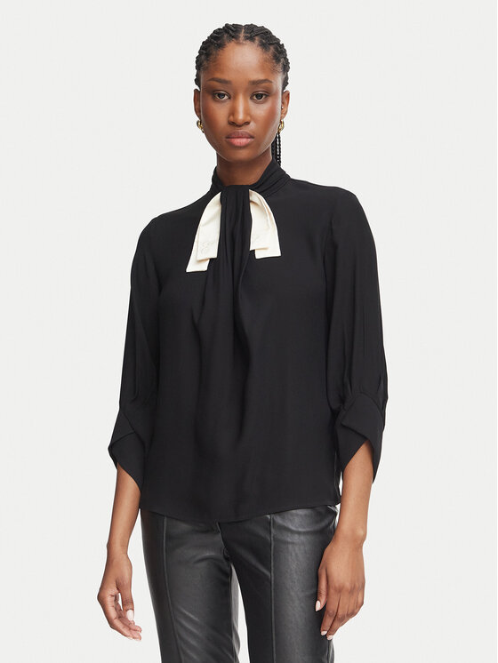 Elisabetta Franchi Bluzka CA-178-66E2-V320 Czarny Regular Fit
