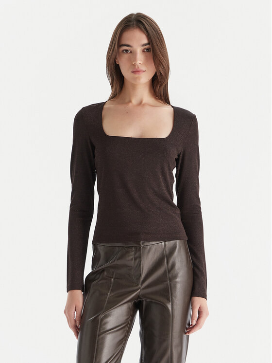 Vero Moda Bluzka Kanva 10336088 Brązowy Regular Fit