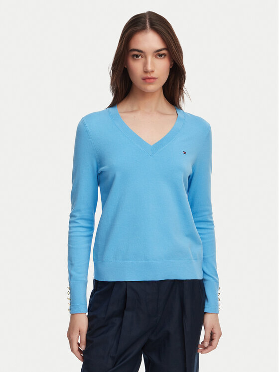 Tommy Hilfiger Sweter WW0WW40098 Niebieski Regular Fit