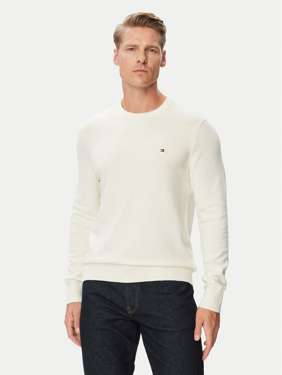 Tommy Hilfiger Sweter MW0MW28046 Kremowy Regular Fit