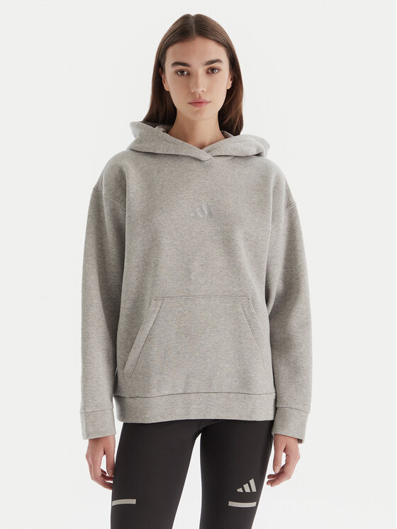 adidas Bluza ALL SZN Holiday Glitter Fleece JV5757 Szary Loose Fit