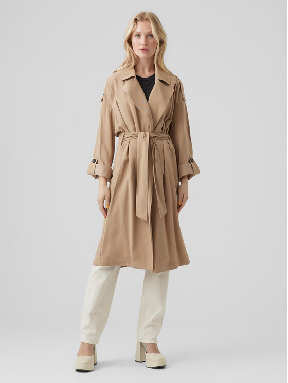 Vero Moda Trencz Bella 10252979 Beżowy Relaxed Fit