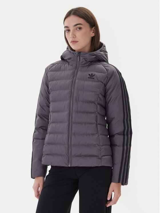 adidas Kurtka przejściowa adicolor JX2938 Szary Slim Fit