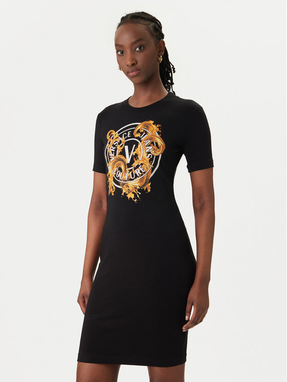 Versace Jeans Couture Sukienka codzienna 80HAOE01 CJ02E Czarny Slim Fit