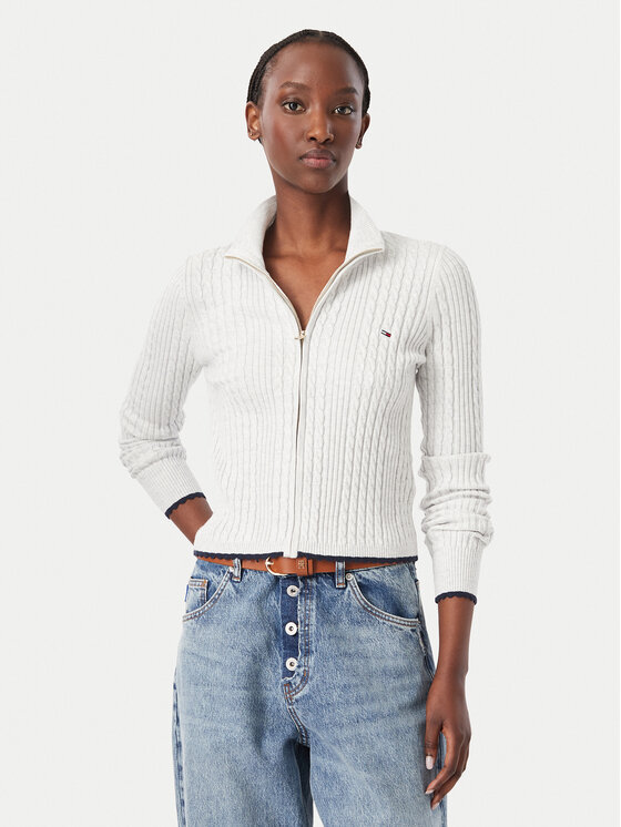 Tommy Jeans Kardigan DW0DW23355 Szary Slim Fit