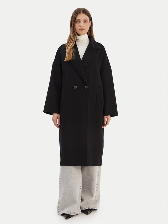 ViCOLO Płaszcz wełniany TF0003 Czarny Regular Fit