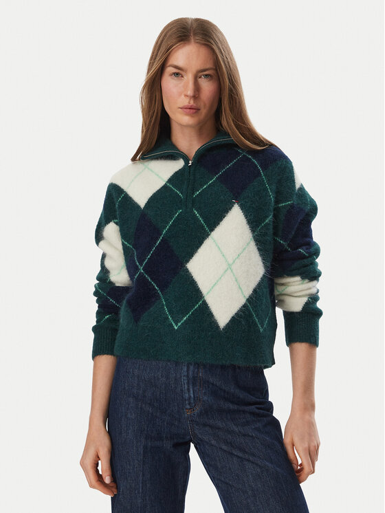 Tommy Jeans Sweter Fluffy DW0DW23351 Zielony ciemny Regular Fit