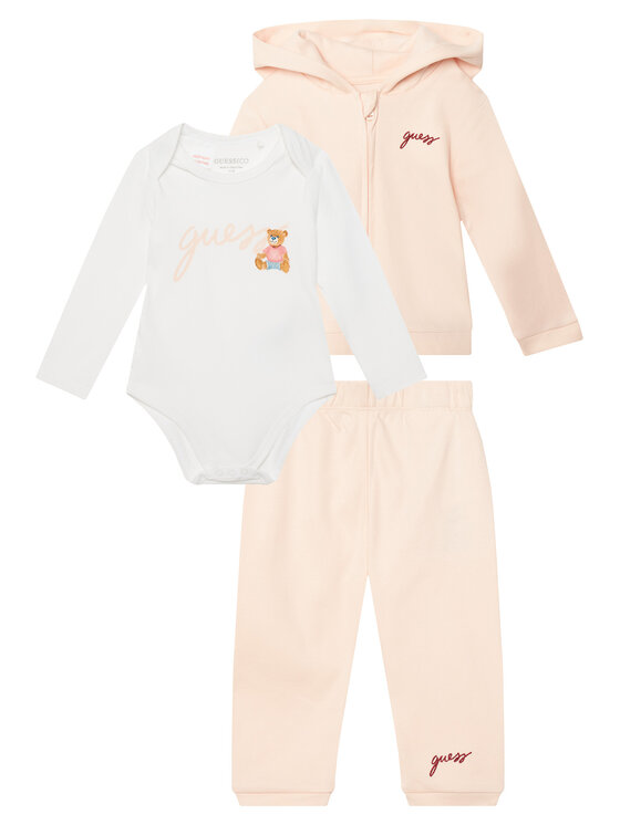 Guess Komplet bluza, body i spodnie dresowe H6YG09 K4135 Różowy jasny Regular Fit