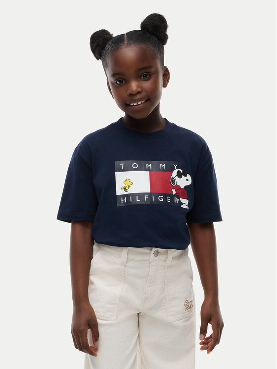 Tommy Hilfiger T-Shirt Peanuts KS0KS00766 Granatowy Regular Fit