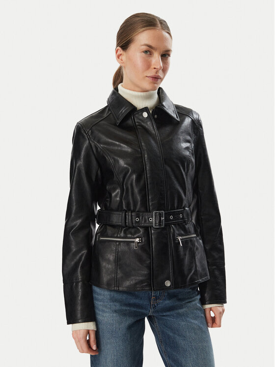 Guess Kurtka z imitacji skóry W6YL17 W2907 Czarny Regular Fit