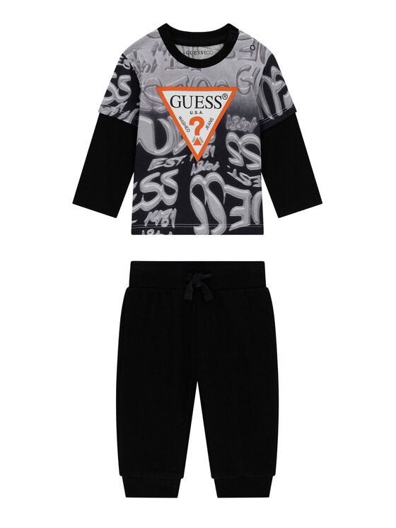 Guess Komplet bluzka i spodnie I6YG01 K3964 Czarny Regular Fit