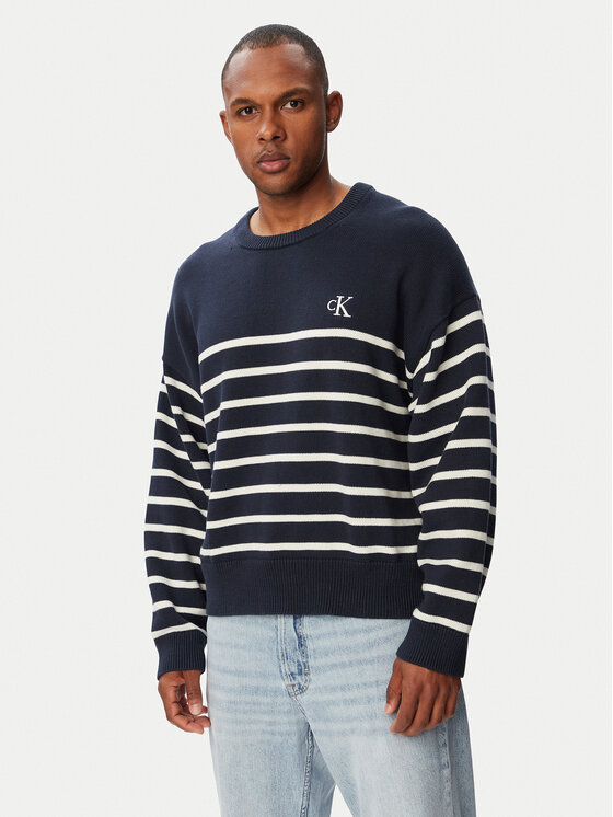 Calvin Klein Jeans Sweter LV04RG305G Granatowy Relaxed Fit