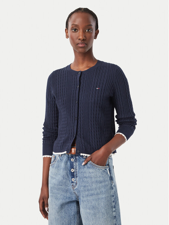 Tommy Jeans Kardigan DW0DW23458 Granatowy Regular Fit