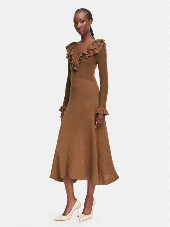 Marella Sukienka dzianinowa Slatino 2623326034 Brązowy Regular Fit
