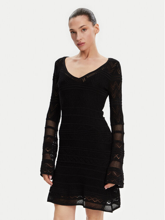 Guess Sukienka dzianinowa W5GK48 Z3E22 Czarny Slim Fit