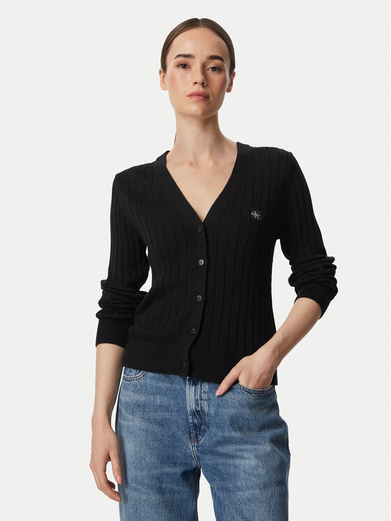Calvin Klein Jeans Kardigan LV047H305G Czarny Regular Fit