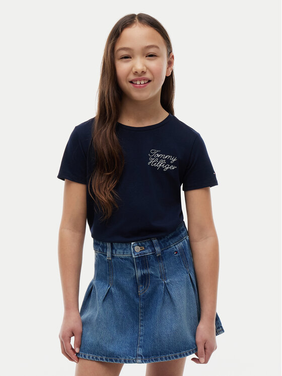 Tommy Hilfiger T-Shirt KG0KG09454 Granatowy Regular Fit