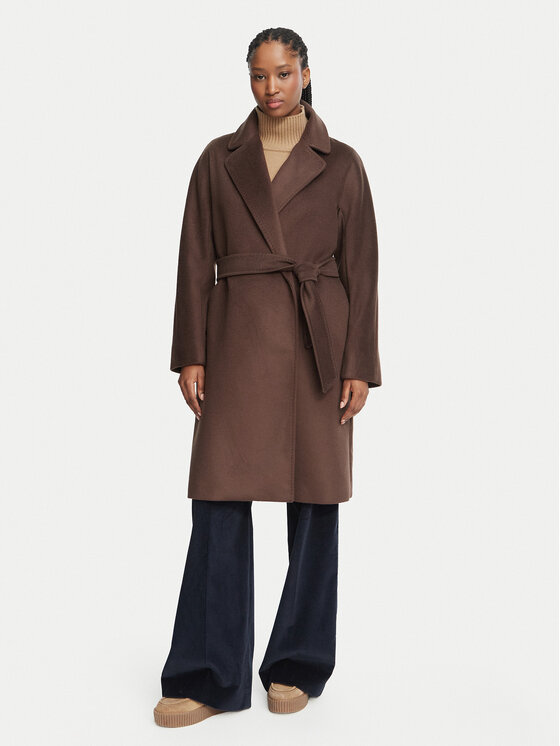 Weekend Max Mara Płaszcz wełniany Pedale 2625016092 Brązowy ciemny Regular Fit