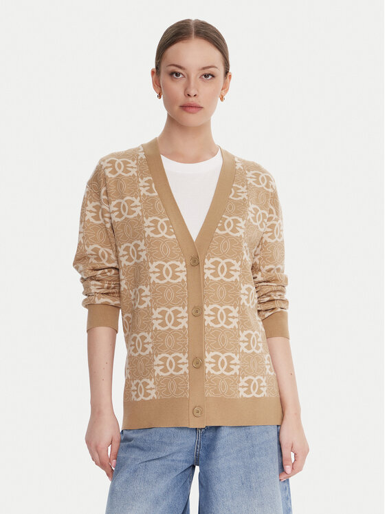 PINKO Kardigan Half Breed 106042 A2YD Beżowy Regular Fit
