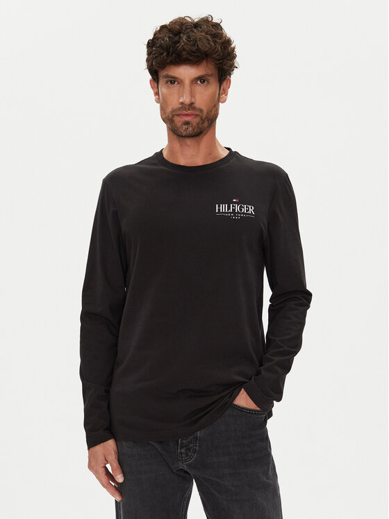 Tommy Hilfiger Longsleeve Stack MW0MW41293 Czarny Regular Fit