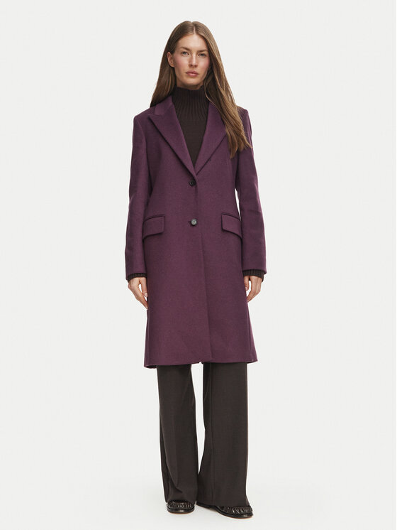 BOSS Płaszcz wełniany Classin1  50574982 Fioletowy Regular Fit