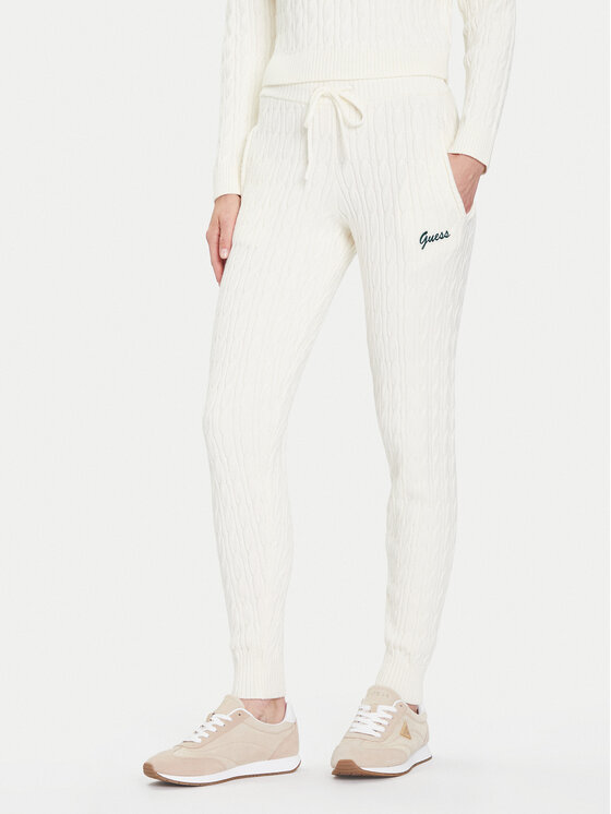 Guess Spodnie dzianinowe V5BB20 Z0572 Écru Regular Fit