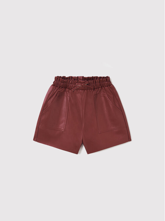 Mayoral Szorty z imitacji skóry 7206 Bordowy Regular Fit