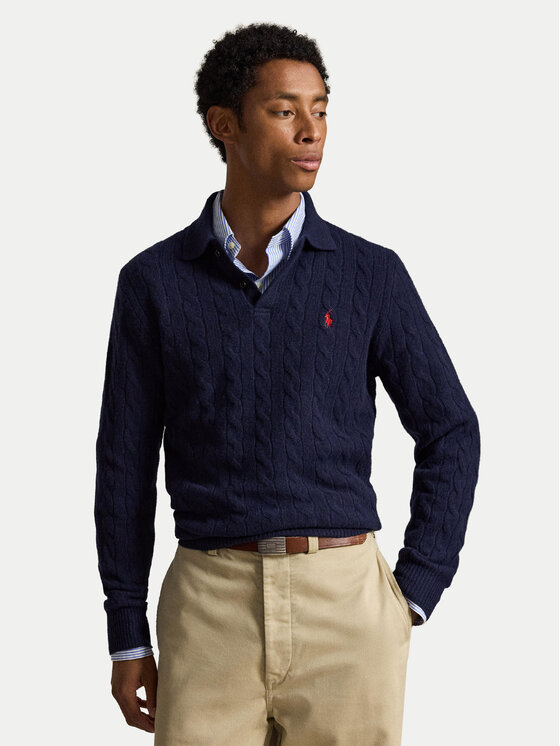 Polo Ralph Lauren Sweter 710974165502 Granatowy Regular Fit