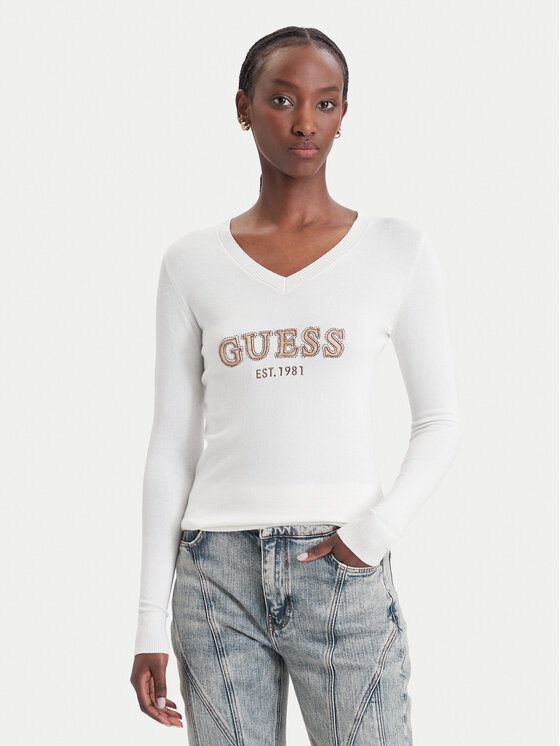 Guess Sweter W6BR55 Z1456 Kremowy Regular Fit