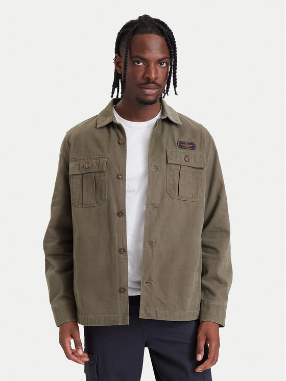 Aeronautica Militare Kurtka koszulowa 262AC0045UCT04233 Khaki Regular Fit