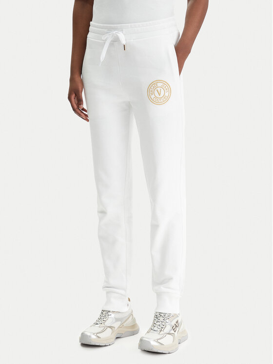 Versace Jeans Couture Spodnie dresowe 80HAAT02 CF01T Biały Regular Fit
