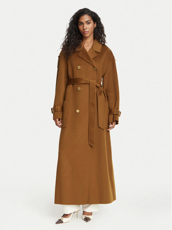 Elisabetta Franchi Płaszcz wełniany CP-02D-66E2-V790 Brązowy Regular Fit