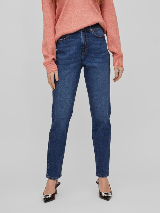 Vila Jeansy Naomi 14080820 Granatowy Mom Fit