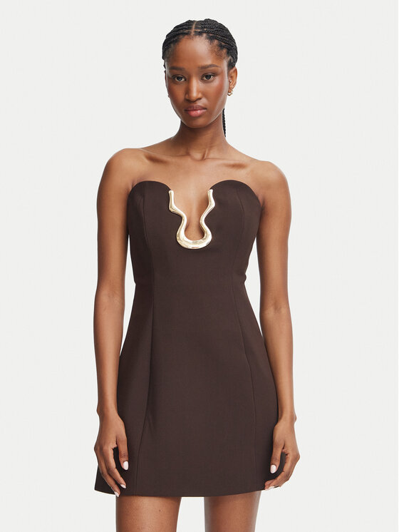 Bardot Sukienka koktajlowa Venya 60479DB Brązowy Slim Fit
