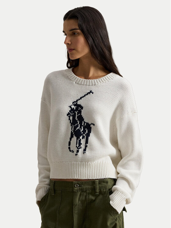 Polo Ralph Lauren Sweter 211A96234002 Biały Relaxed Fit