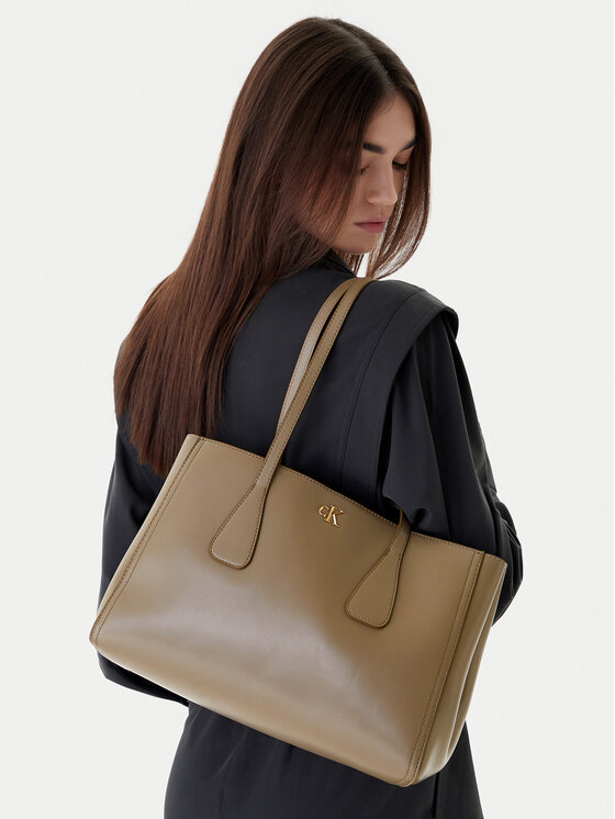 Calvin Klein Torebka Ck Medium Work Tote LV04F3442G Beżowy