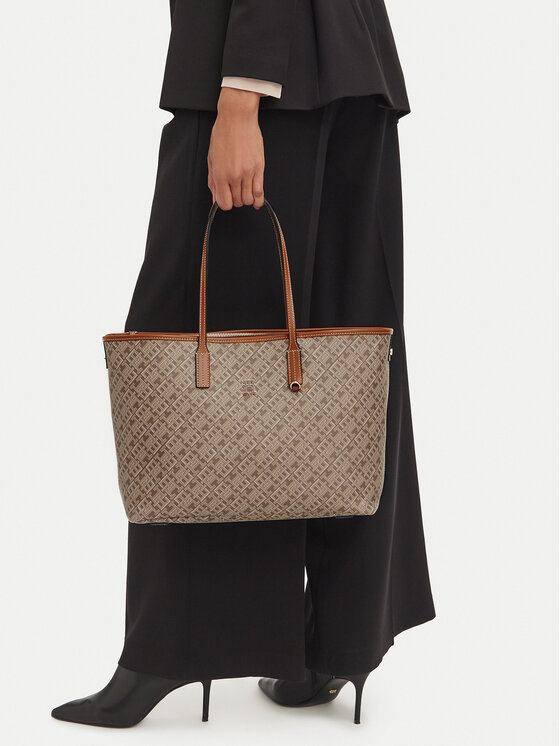 Tommy Hilfiger Torebka Th Monoplay Leather Tote AW0AW17416 Beżowy jasny