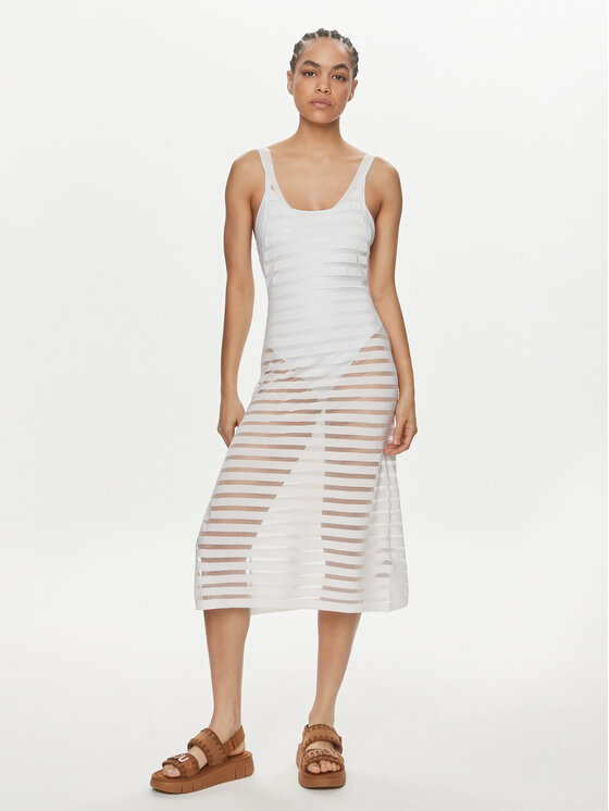 Calvin Klein Swimwear Sukienka plażowa KW0KW02464 Biały Regular Fit