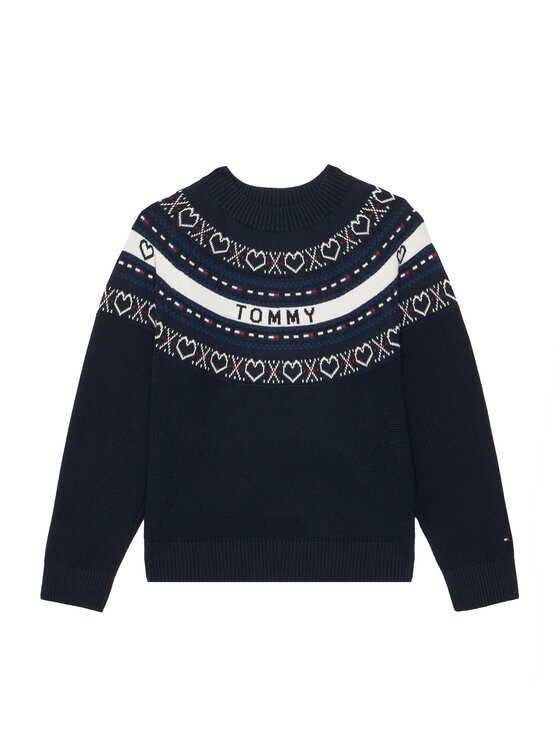 Tommy Hilfiger Sweter Intarsia KG0KG09712 Granatowy Regular Fit