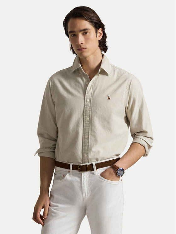 Polo Ralph Lauren Koszula 710792161019 Beżowy jasny Slim Fit