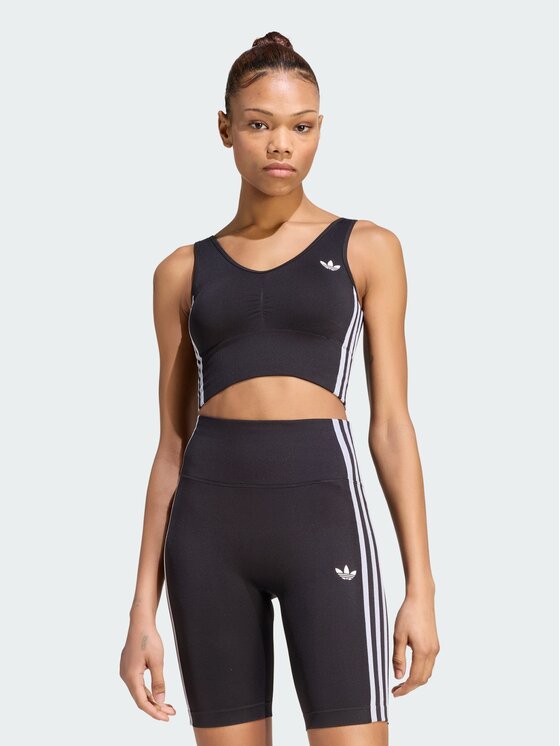 adidas Biustonosz sportowy Essentials 3 Stripes Seamless Bralette KZ4109 Czarny