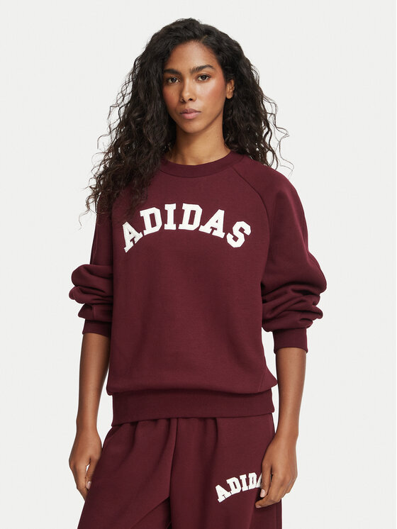 adidas Bluza Adidas Damskie 3-Stripes Crew KU0327 Bordowy Loose Fit