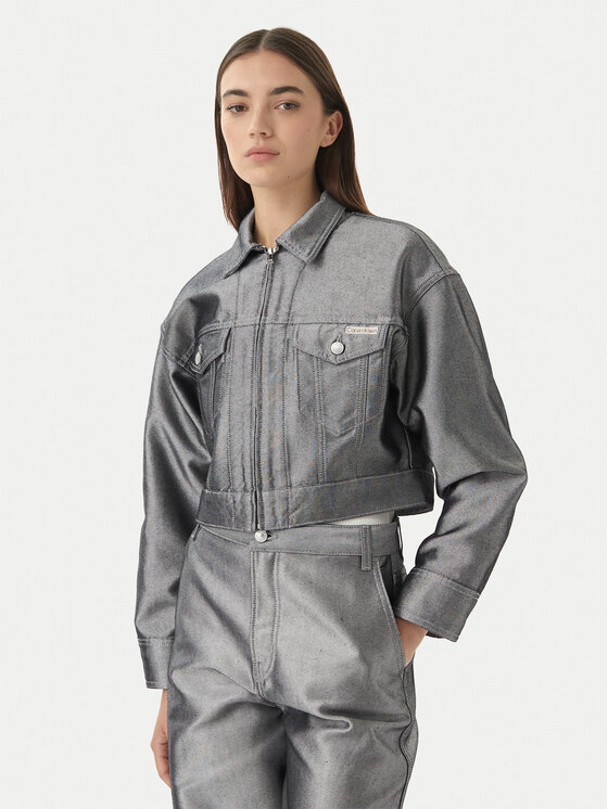 Calvin Klein Kurtka jeansowa LV047E715G Srebrny Relaxed Fit