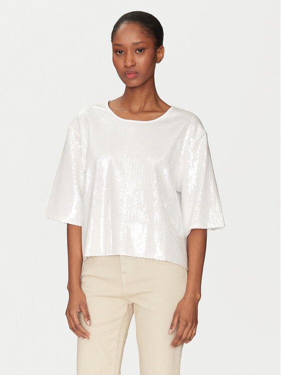 Marella Bluzka Gardone 2513971024 Kremowy Boxy Fit
